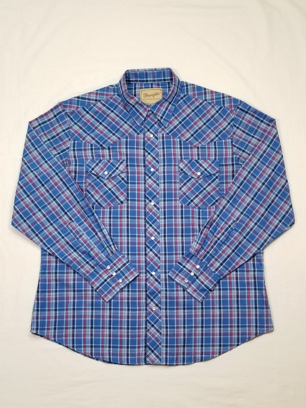 WRANGLER Western Pearl Snap Button Shirt Top Plaid 7165E1MD